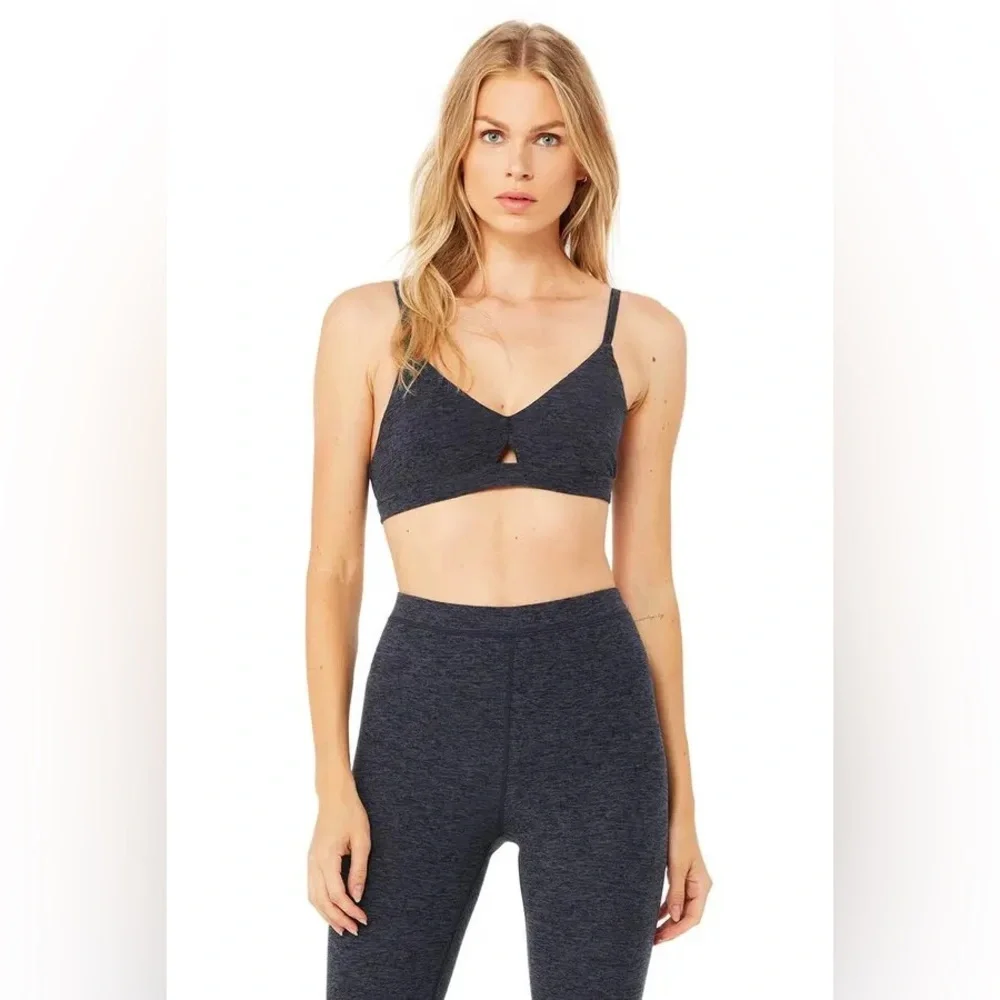 ALO YOGA Alosoft Lounge Bra - Dark Heather Grey Retail $78 Size‎ Small